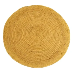 Tapis jaune jute 120 x 120 cm_6269. DIAYTAR SENEGAL - L'Art de Vivre le Shopping Éthique. Parcourez notre gamme et choisissez des produits qui reflètent notre engagement envers des pratiques durables.