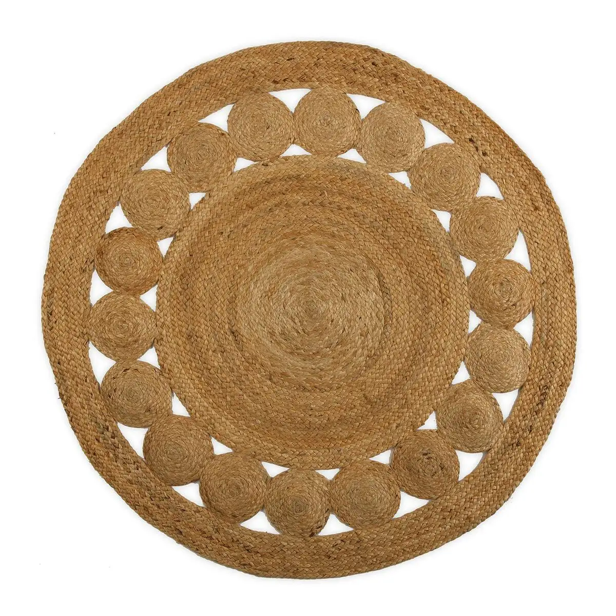 Tapis versa o 120 cm cercles rotin jute_2521. DIAYTAR SENEGAL - Votre Destination pour un Shopping Unique. Parcourez notre catalogue et trouvez des articles qui expriment votre singularité et votre style.