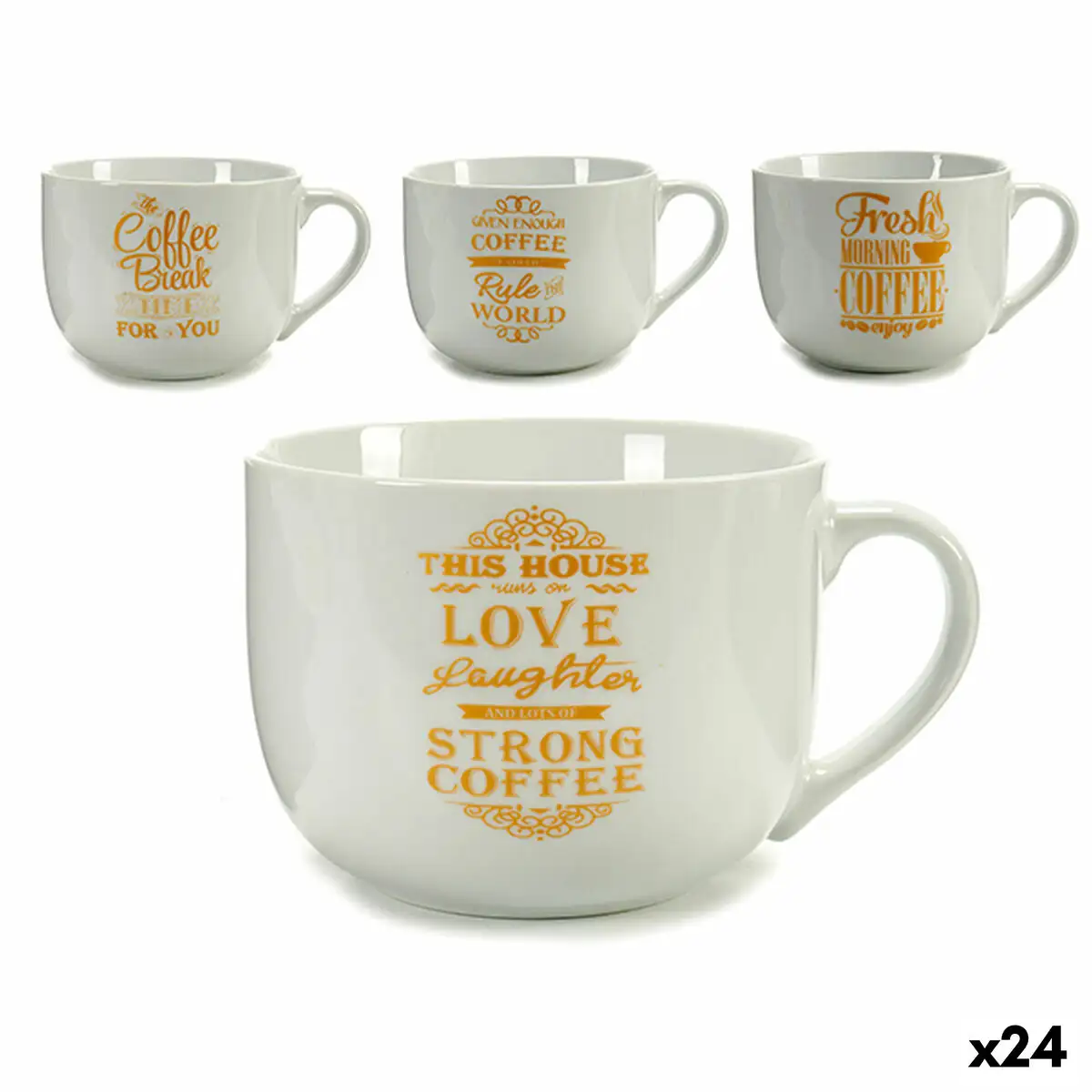 Tasse coffee porcelaine dore blanc 500 ml 24 unites_1672. DIAYTAR SENEGAL - Votre Destination pour un Shopping Inoubliable. Naviguez à travers notre catalogue et choisissez des produits qui vous marquent par leur originalité.