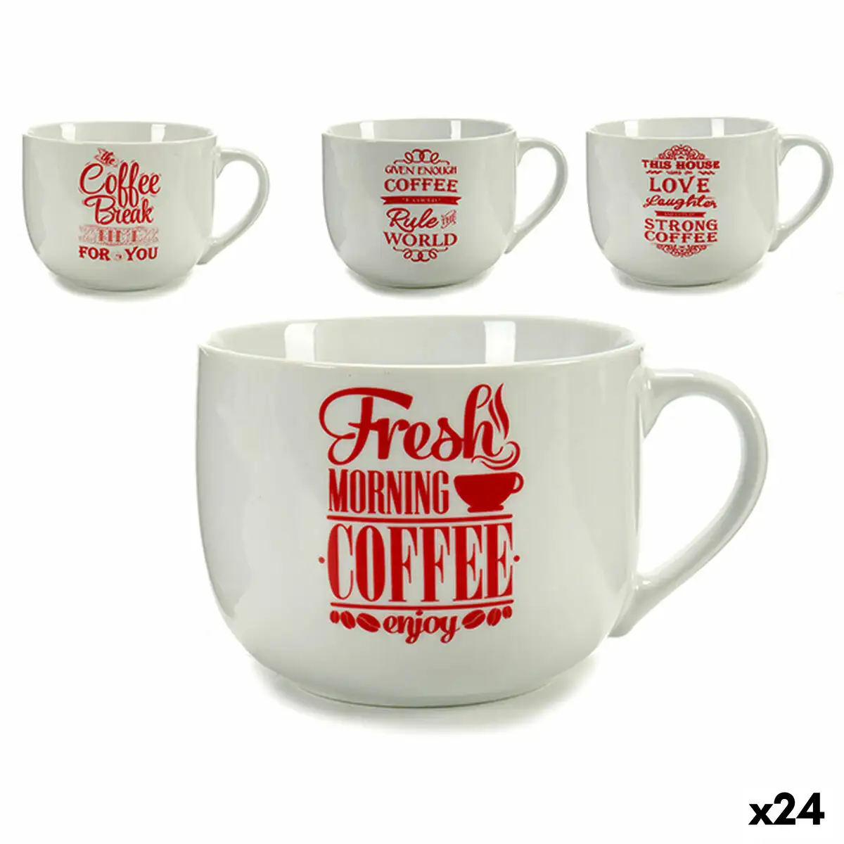 Tasse coffee porcelaine rouge blanc 500 ml 24 unites_7707. Bienvenue sur DIAYTAR SENEGAL - Votre Destination Shopping à la Sénégalaise. Explorez notre boutique en ligne et découvrez une gamme variée de produits qui capturent l'esprit du Sénégal.