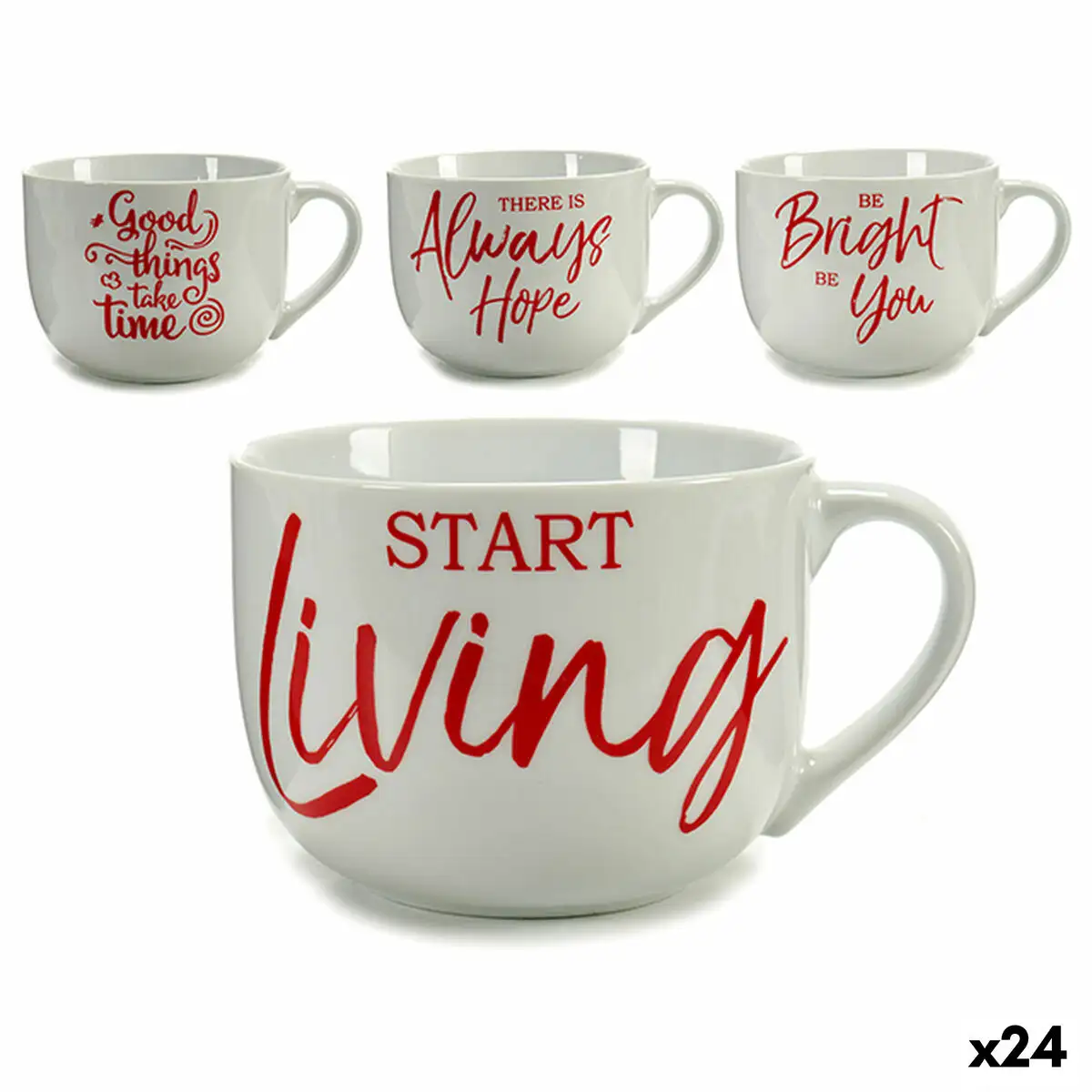 Tasse time porcelaine rouge blanc 500 ml 24 unites_4662. DIAYTAR SENEGAL - Votre Destination Shopping pour Tous. Parcourez notre boutique en ligne et découvrez une variété de produits pour satisfaire tous vos besoins et désirs.