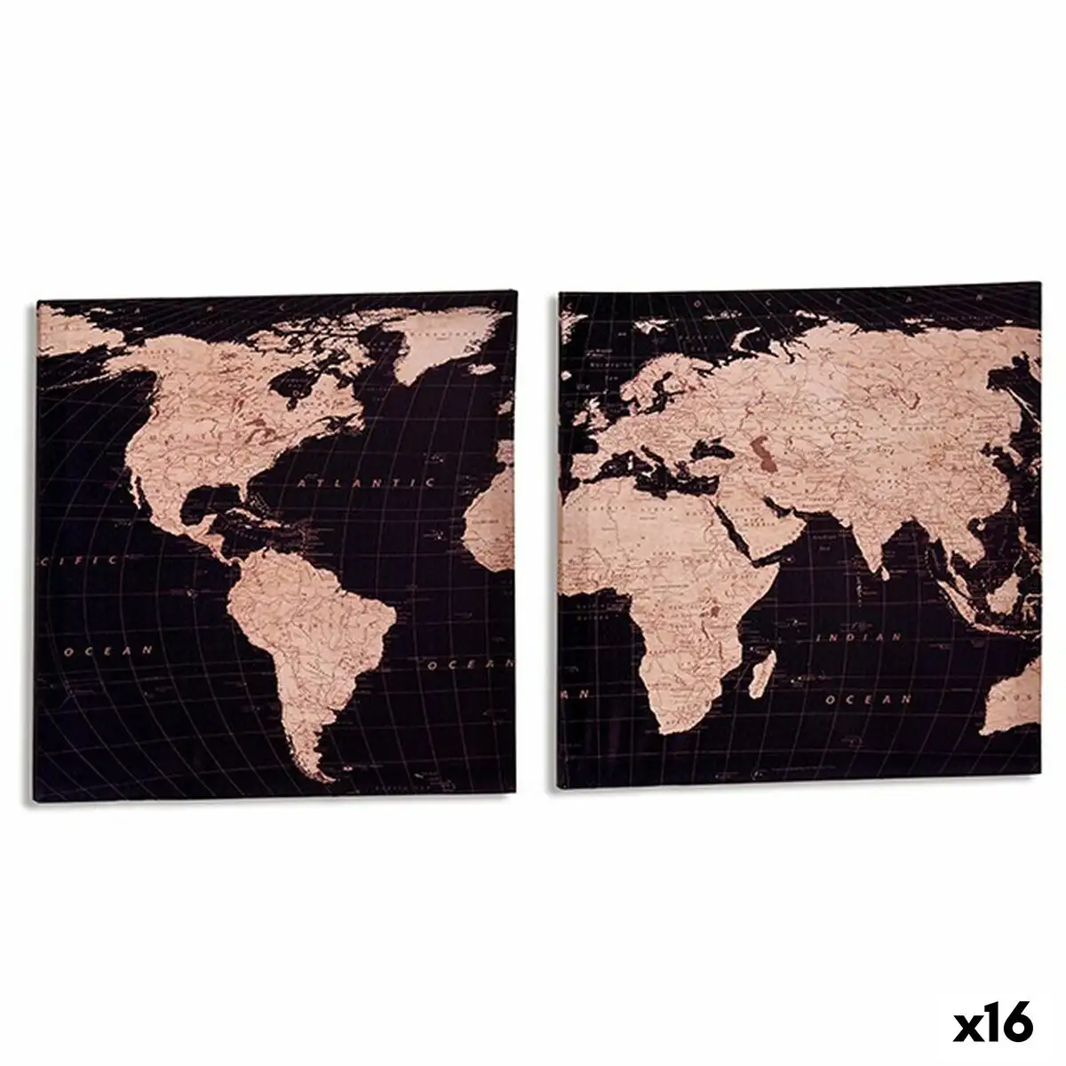 Toile mappemonde 1 5 x 40 x 40 cm 16 unites _4562. DIAYTAR SENEGAL - Où Choisir Devient un Plaisir. Découvrez notre boutique en ligne et choisissez parmi une variété de produits qui satisferont tous vos besoins.