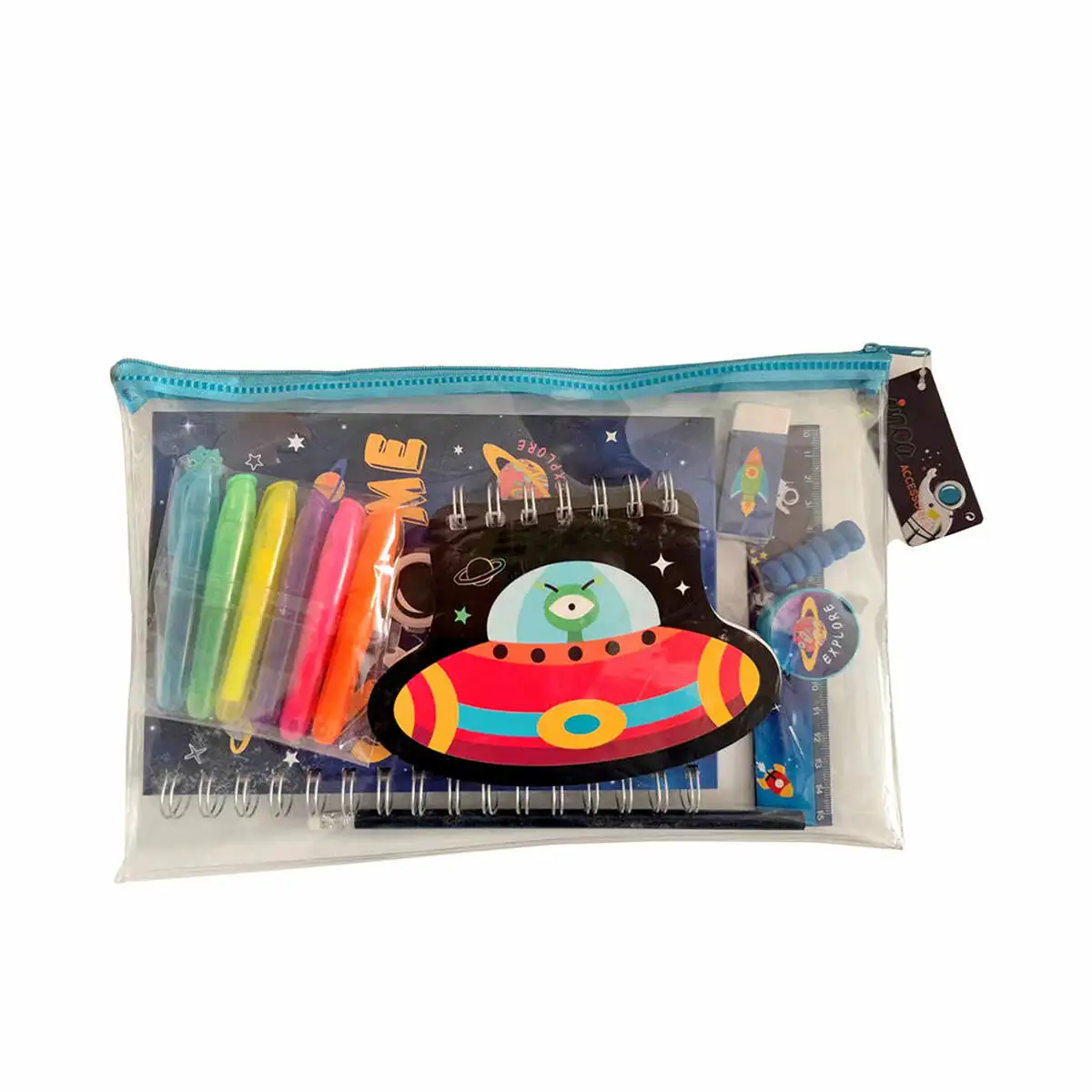 Trousse scolaire avec accessoires inca engin spatial 13 pieces _9377. DIAYTAR SENEGAL - Où Choisir est un Acte d'Amour pour le Sénégal. Explorez notre boutique en ligne et choisissez des articles qui célèbrent la culture et l'artisanat du pays.