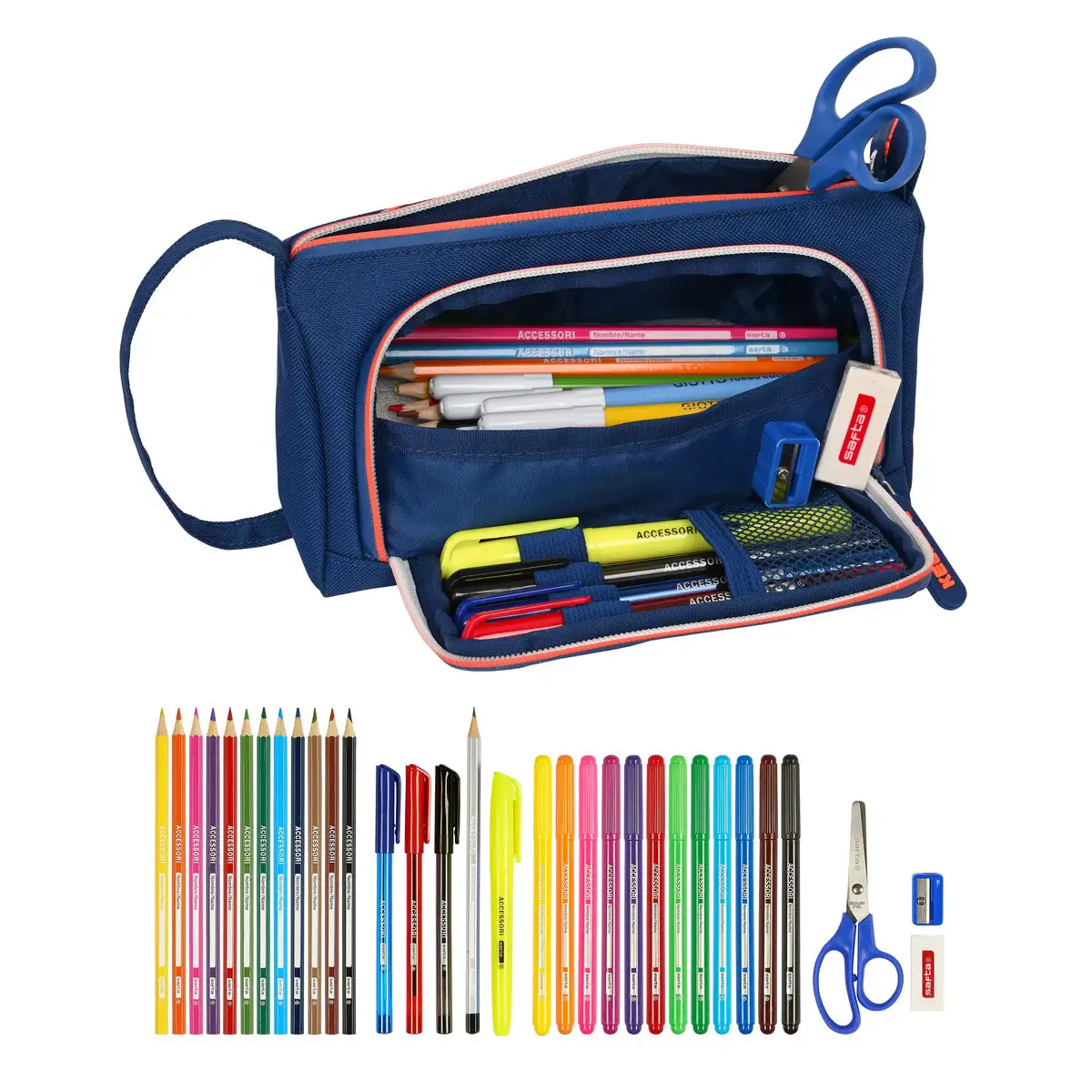 Trousse scolaire 2 compartiments Offshore Bleue