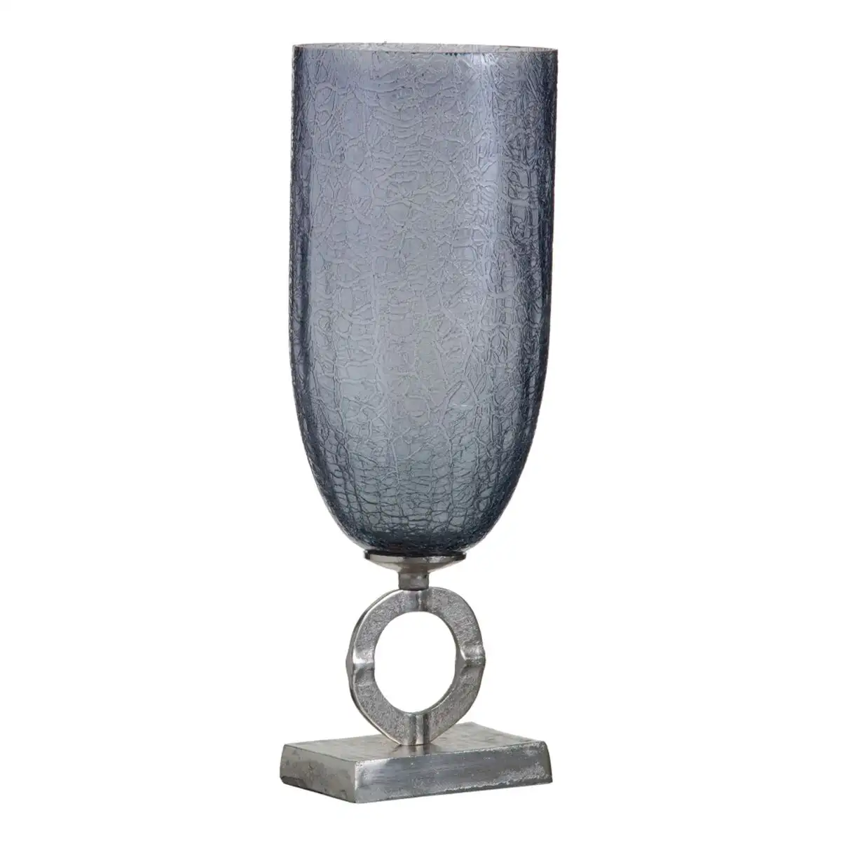Vase 17 x 17 x 47 cm verre gris metal argent_1787. DIAYTAR SENEGAL - Où la Tradition Renouvelée Rencontre l'Innovation. Explorez notre gamme de produits qui fusionnent l'héritage culturel avec les besoins contemporains.