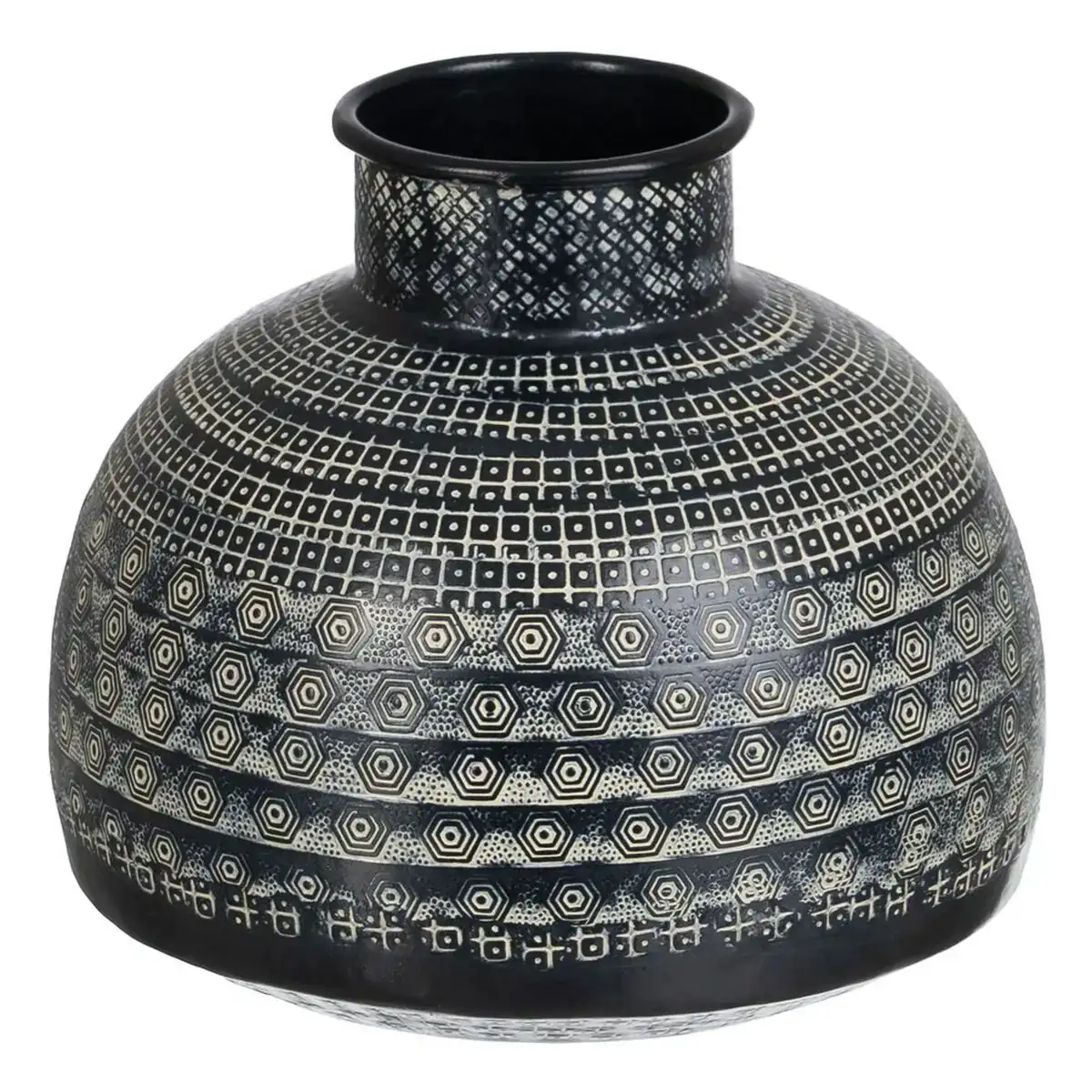Vase 20 5 x 20 5 x 18 cm noir aluminium_6704. DIAYTAR SENEGAL - L'Univers de l'Élégance Accessible. Plongez dans notre catalogue et choisissez des produits qui allient sophistication et accessibilité pour un shopping exquis.
