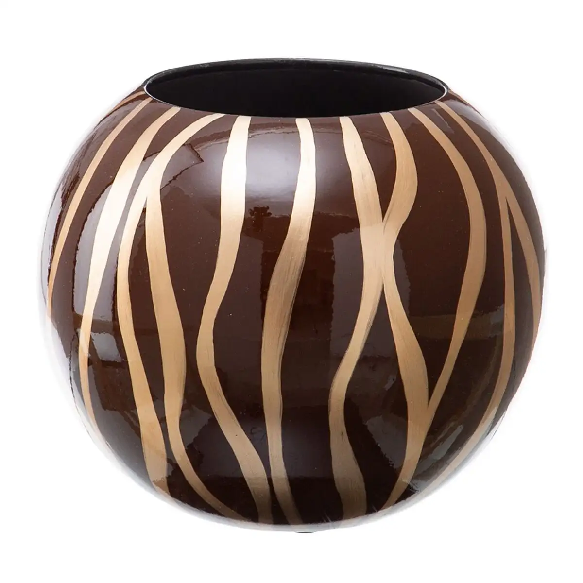 Vase 24 5 x 24 5 x 20 cm zebre ceramique dore marron_3581. Bienvenue chez DIAYTAR SENEGAL - Où le Shopping Devient un Plaisir. Découvrez notre boutique en ligne et trouvez des trésors qui égaieront chaque jour de votre vie.