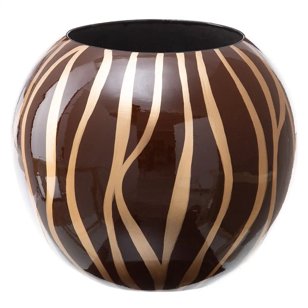 Vase 27 x 27 x 23 cm zebre ceramique dore marron_5146. DIAYTAR SENEGAL - Votre Oasis de Shopping en Ligne. Explorez notre boutique et découvrez des produits qui ajoutent une touche de magie à votre quotidien.