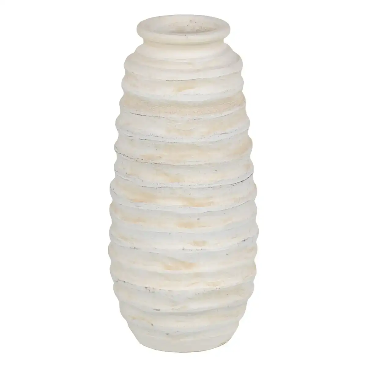 Vase creme ceramique 16 x 16 x 40 cm_9363. DIAYTAR SENEGAL - Où Choisir est un Acte d'Amour pour le Sénégal. Explorez notre boutique en ligne et choisissez des articles qui célèbrent la culture et l'artisanat du pays.