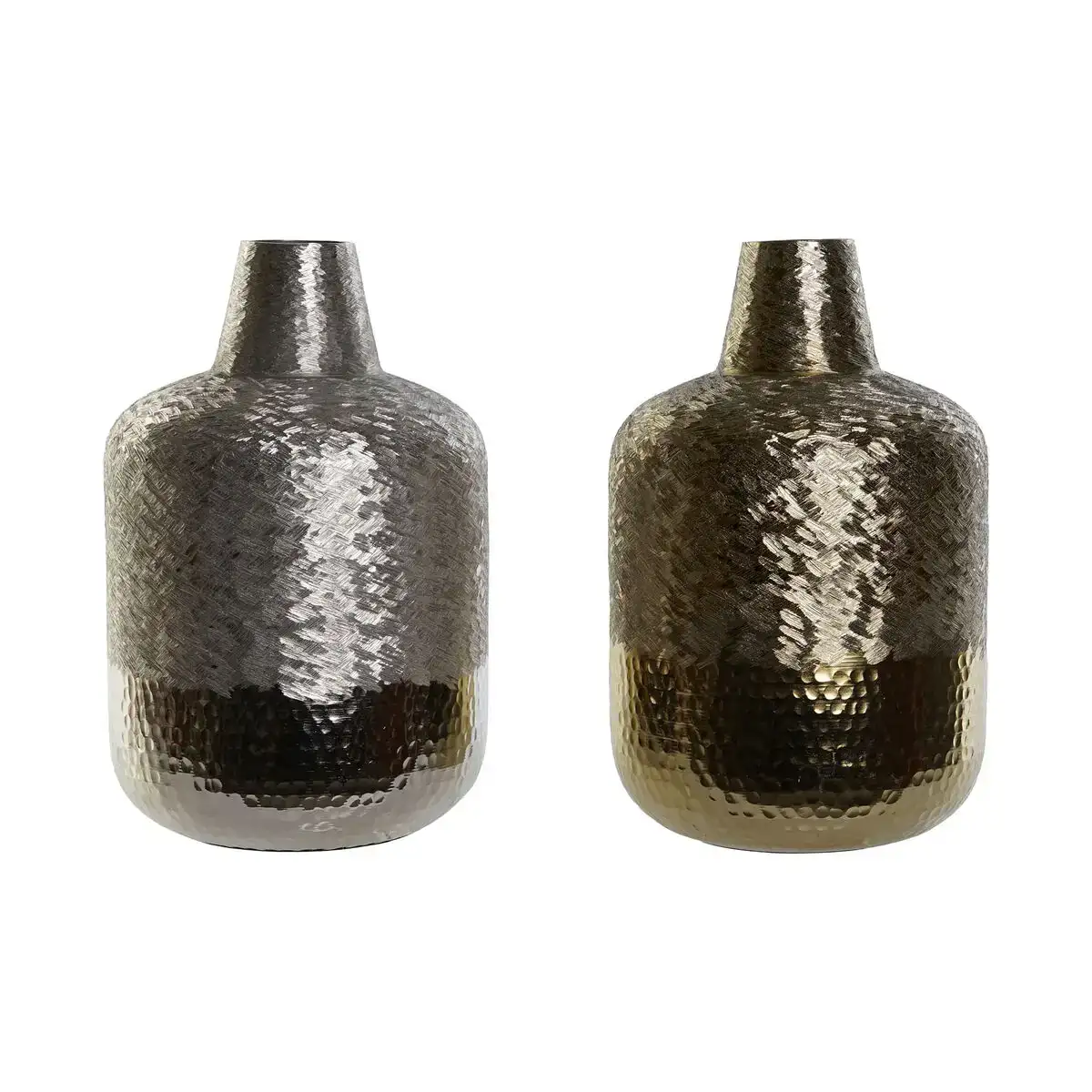 Vase dkd home decor dore argente aluminium moderne 22 x 22 x 33 cm 2 unites _8965. DIAYTAR SENEGAL - L'Art de Choisir, l'Art de Se Distinquer. Naviguez à travers notre catalogue et choisissez des produits qui ajoutent une note d'élégance à votre style unique.