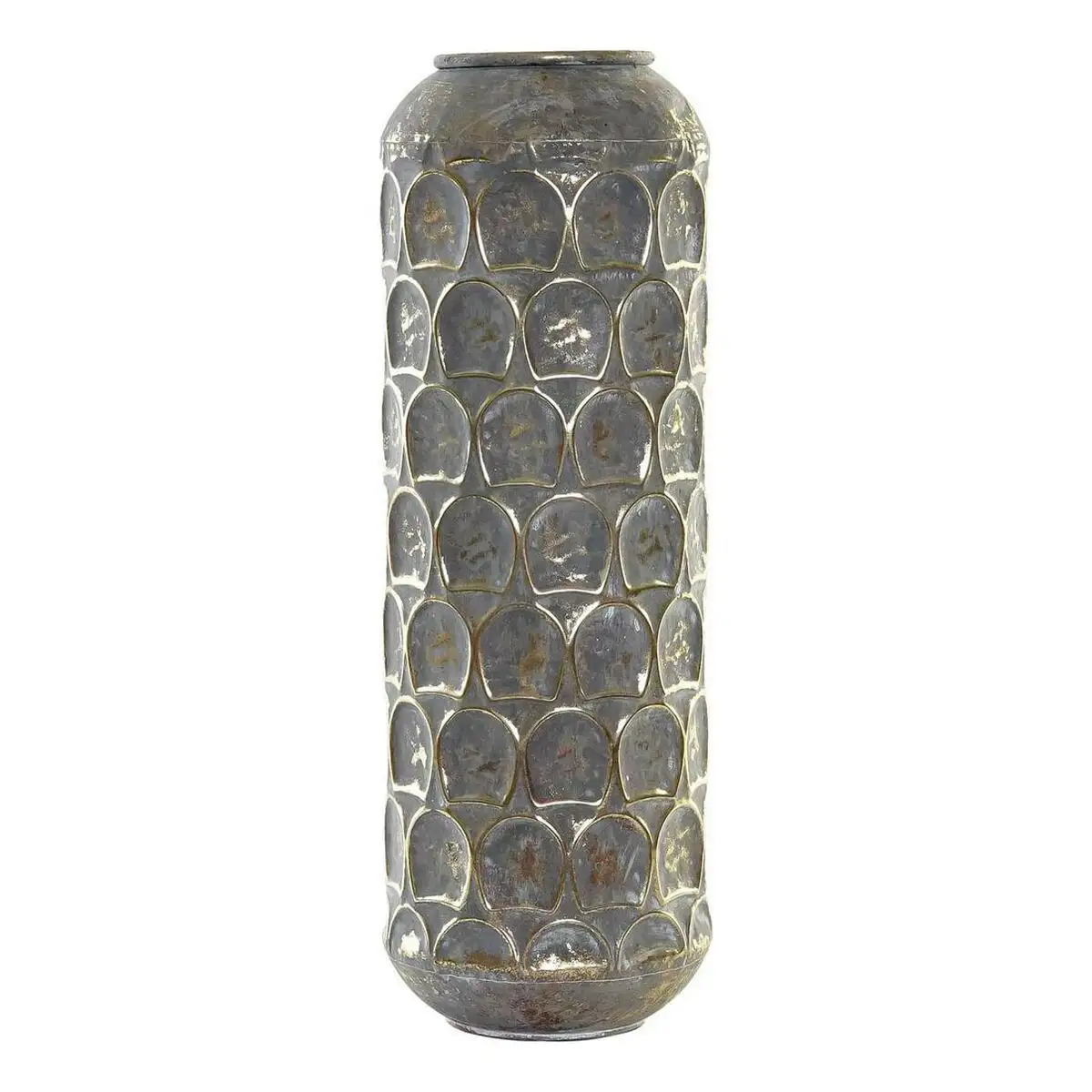 Vase dkd home decor finition vieillie gris dore metal oriental 19 x 19 x 47 cm_2278. DIAYTAR SENEGAL - Où Choisir est un Voyage Cultuel. Explorez notre boutique en ligne et découvrez des produits qui célèbrent la richesse et la diversité culturelle du Sénégal.