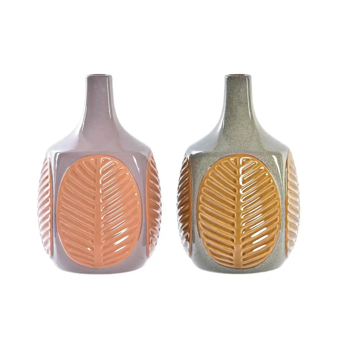 Vase dkd home decor marron rose gres feuille d une plante 17 x 17 x 26 cm 2 unites _8298. Bienvenue chez DIAYTAR SENEGAL - Où le Shopping Devient un Voyage. Explorez notre plateforme pour dénicher des produits uniques, racontant l'histoire et l'âme du Sénégal.