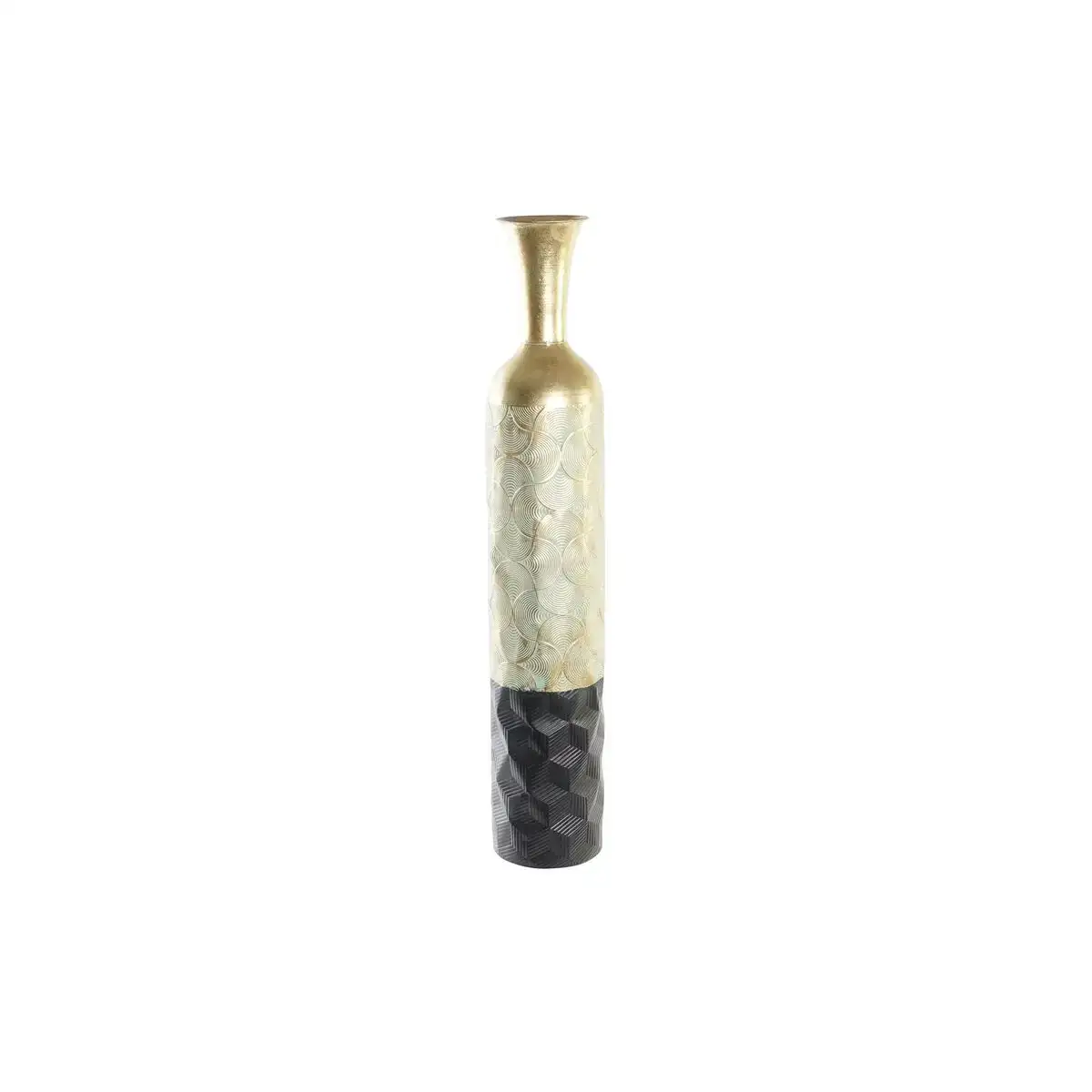 Vase dkd home decor noir dore metal bicolore arabe 16 x 16 x 91 cm _5649. DIAYTAR SENEGAL - Où Chaque Achat Raconte une Histoire. Explorez notre boutique en ligne et créez votre propre narration à travers notre diversité de produits, chacun portant une signification unique.