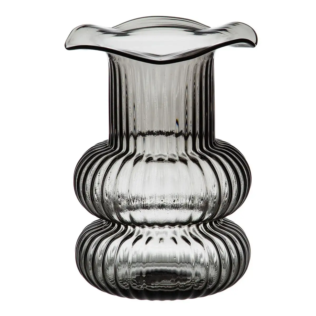 Vase gris verre 16 5 x 16 5 x 25 cm_4411. DIAYTAR SENEGAL - Où Choisir Devient une Découverte. Explorez notre boutique en ligne et trouvez des articles qui vous surprennent et vous ravissent à chaque clic.