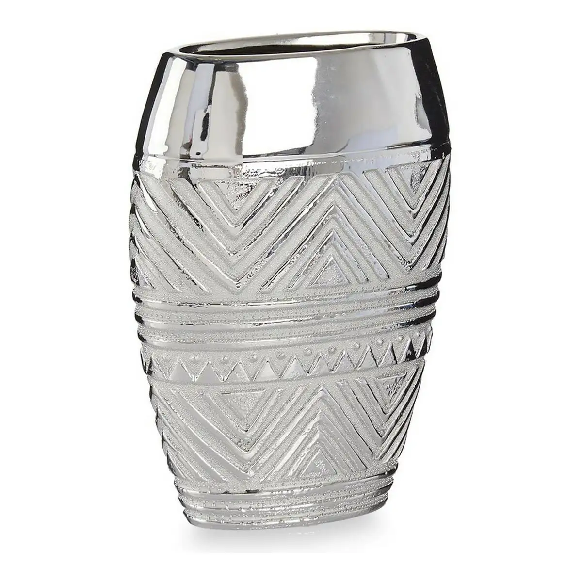 Vase largeur ceramique argente 9 5 x 26 5 x 19 5 cm _5361. DIAYTAR SENEGAL - Où Choisir est une Célébration de l'Artisanat Local. Découvrez notre boutique en ligne et choisissez des produits qui incarnent la passion des artisans sénégalais.