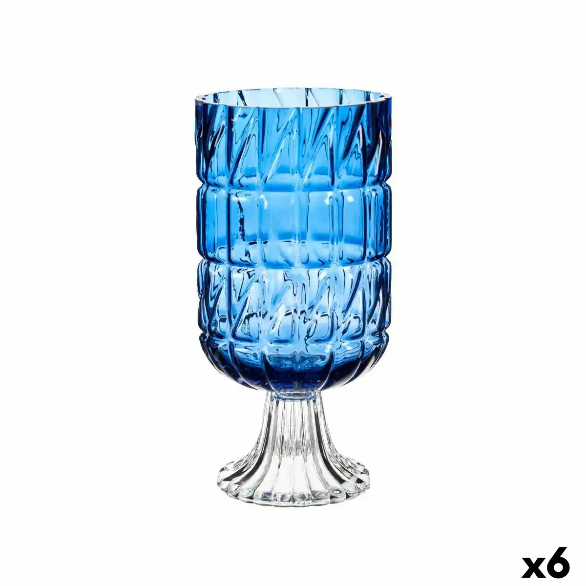 Vase taille bleu verre 13 x 26 5 x 13 cm 6 unites _6923. Bienvenue chez DIAYTAR SENEGAL - Où Chaque Objet a sa Propre Histoire. Découvrez notre sélection soigneusement choisie et choisissez des produits qui racontent le patrimoine sénégalais.
