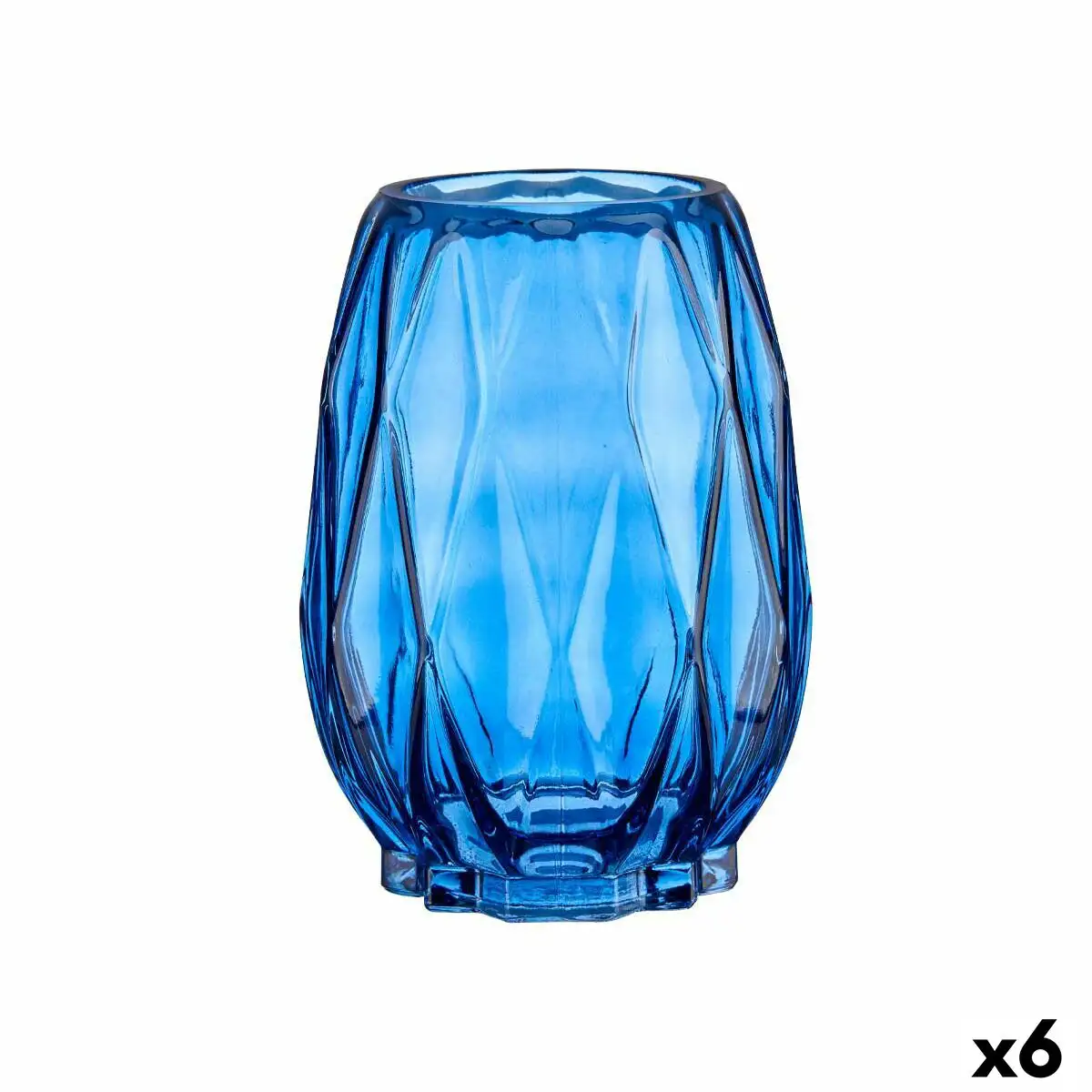 Vase taille losanges bleu verre 13 5 x 19 x 13 5 cm 6 unites _3507. DIAYTAR SENEGAL - Où le Shopping est un Plaisir Engagé. Parcourez notre catalogue et choisissez des produits qui respectent vos valeurs et vos attentes.