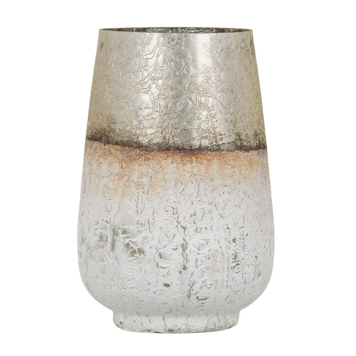 Vase verre dore blanc 17 x 17 x 25 cm_6653. DIAYTAR SENEGAL - Votre Oasis de Shopping en Ligne. Explorez notre boutique et découvrez des produits qui ajoutent une touche de magie à votre quotidien.