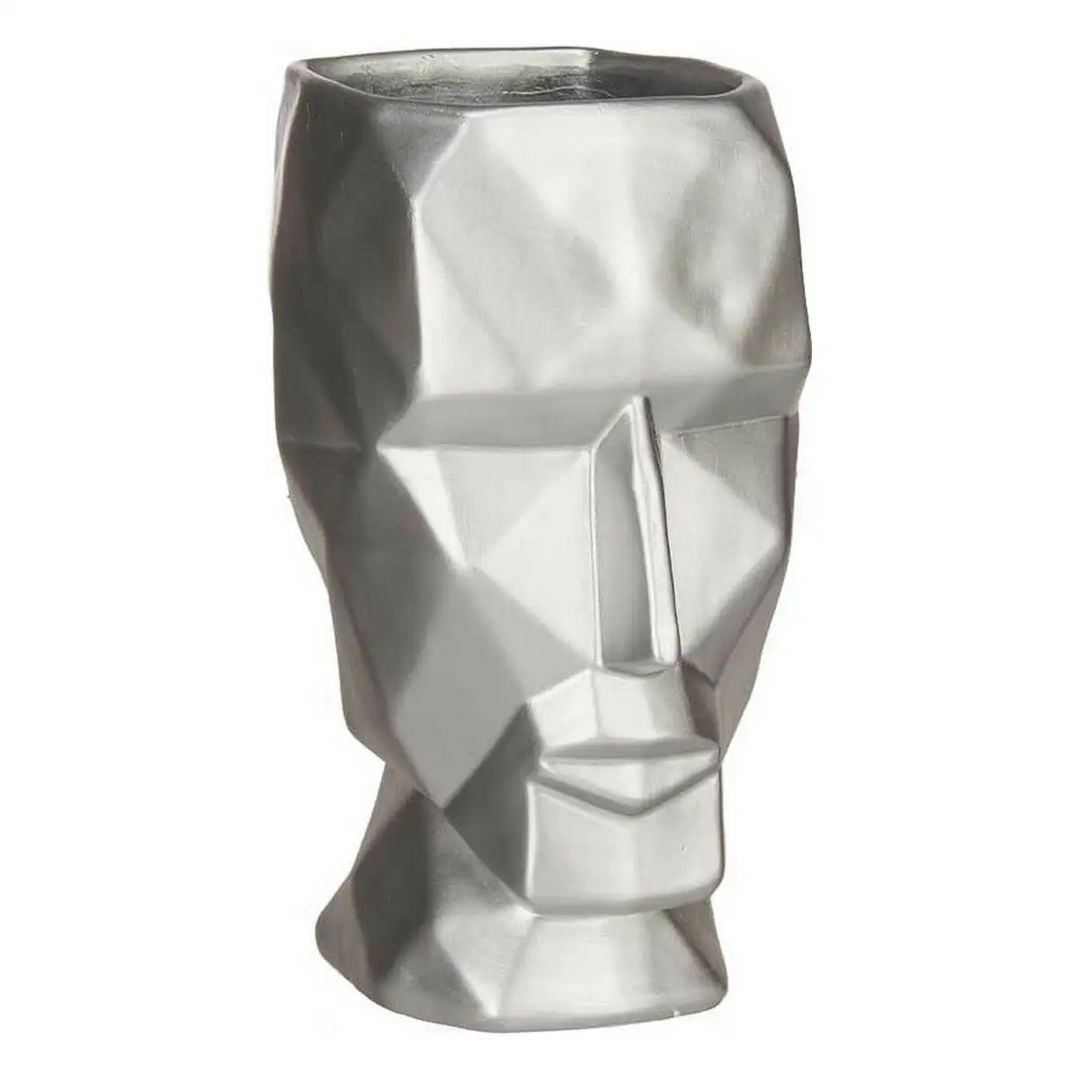 Vase visage 3d argente polyresine 12 x 24 5 x 16 cm _2526. DIAYTAR SENEGAL - Où la Qualité est Notre Engagement. Explorez notre boutique en ligne pour découvrir des produits conçus pour vous apporter satisfaction et plaisir.