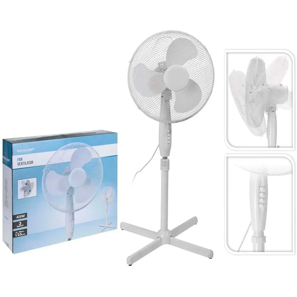 Ventilateur sur pied excellent electrics 125 x 40 x 60 cm blanc 45 w_8120. DIAYTAR SENEGAL - Là où Chaque Achat a du Sens. Explorez notre gamme et choisissez des produits qui racontent une histoire, du traditionnel au contemporain.