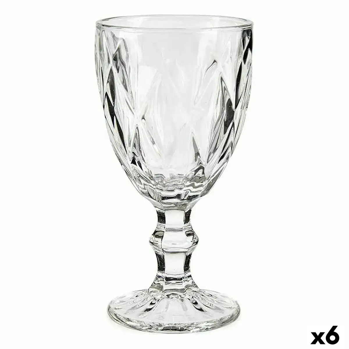Verre de vin diamant transparent verre 330 ml 6 unites _6328. DIAYTAR SENEGAL - Votre Destination pour un Shopping Réfléchi. Découvrez notre gamme variée et choisissez des produits qui correspondent à vos valeurs et à votre style de vie.