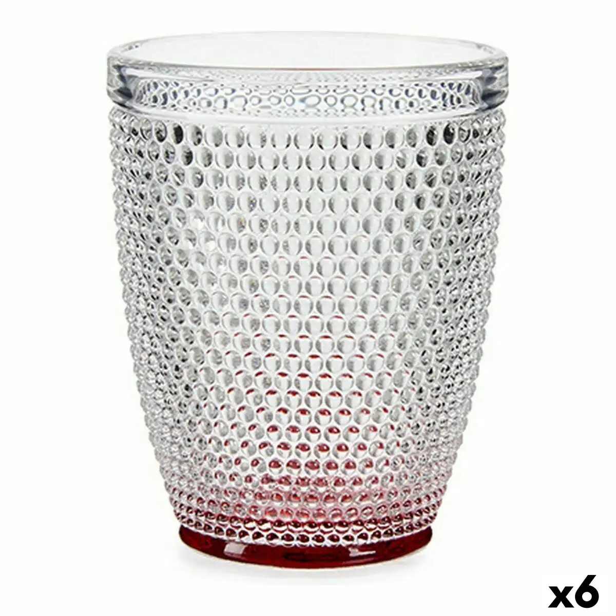 Verre rouge points transparent verre 300 ml 6 unites _6556. DIAYTAR SENEGAL - Où le Shopping Devient une Aventure Culturelle. Plongez dans notre univers de produits qui célèbrent l'héritage et l'artisanat du Sénégal.