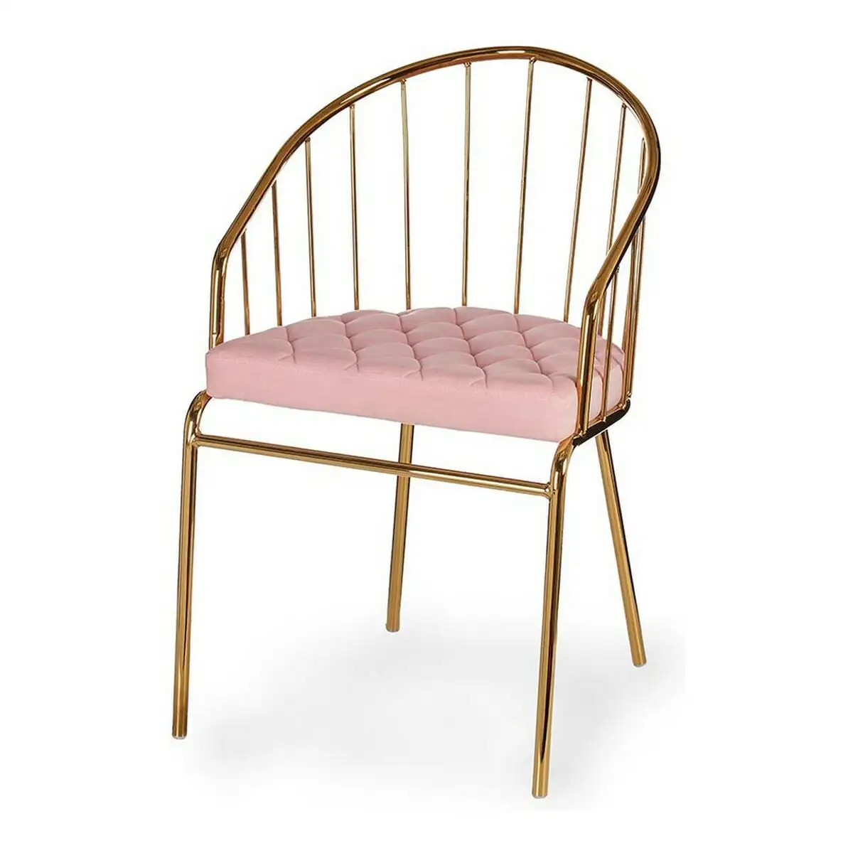 Chaise rose barres dore es polyester fer 51 x 81 x 52 cm_1310. DIAYTAR SENEGAL - L'Artisanat à Portée de Clic. Découvrez notre boutique en ligne pour trouver des produits uniques qui célèbrent la créativité et l'artisanat sénégalais.
