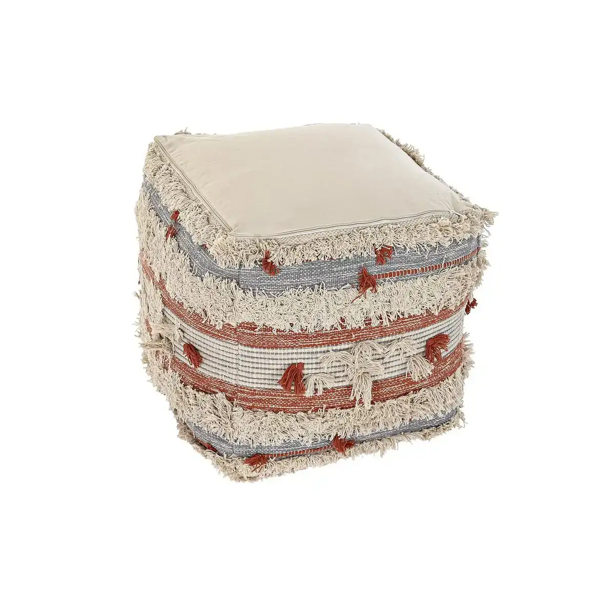 Coussin dkd home decor floor stripes orange 50 x 50 x 50 cm blanc boho_9592. DIAYTAR SENEGAL - Là où les Possibilités sont Infinies. Parcourez nos catégories et laissez-vous séduire par des produits qui enrichiront votre quotidien, du pratique à l'esthétique.