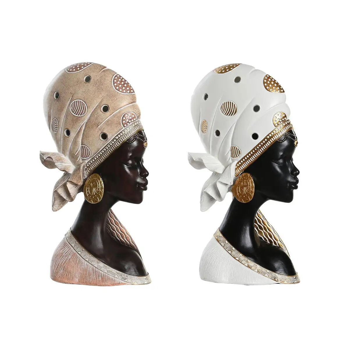 Figurine de corative dkd home decor 18 x 10 5 x 33 cm femme africaine coloniale beige marron dore blanc 2 unite s_7021. DIAYTAR SENEGAL - Votre Passage vers l'Exceptionnel. Explorez notre boutique en ligne, où chaque produit est choisi avec soin pour offrir une expérience de shopping inoubliable.