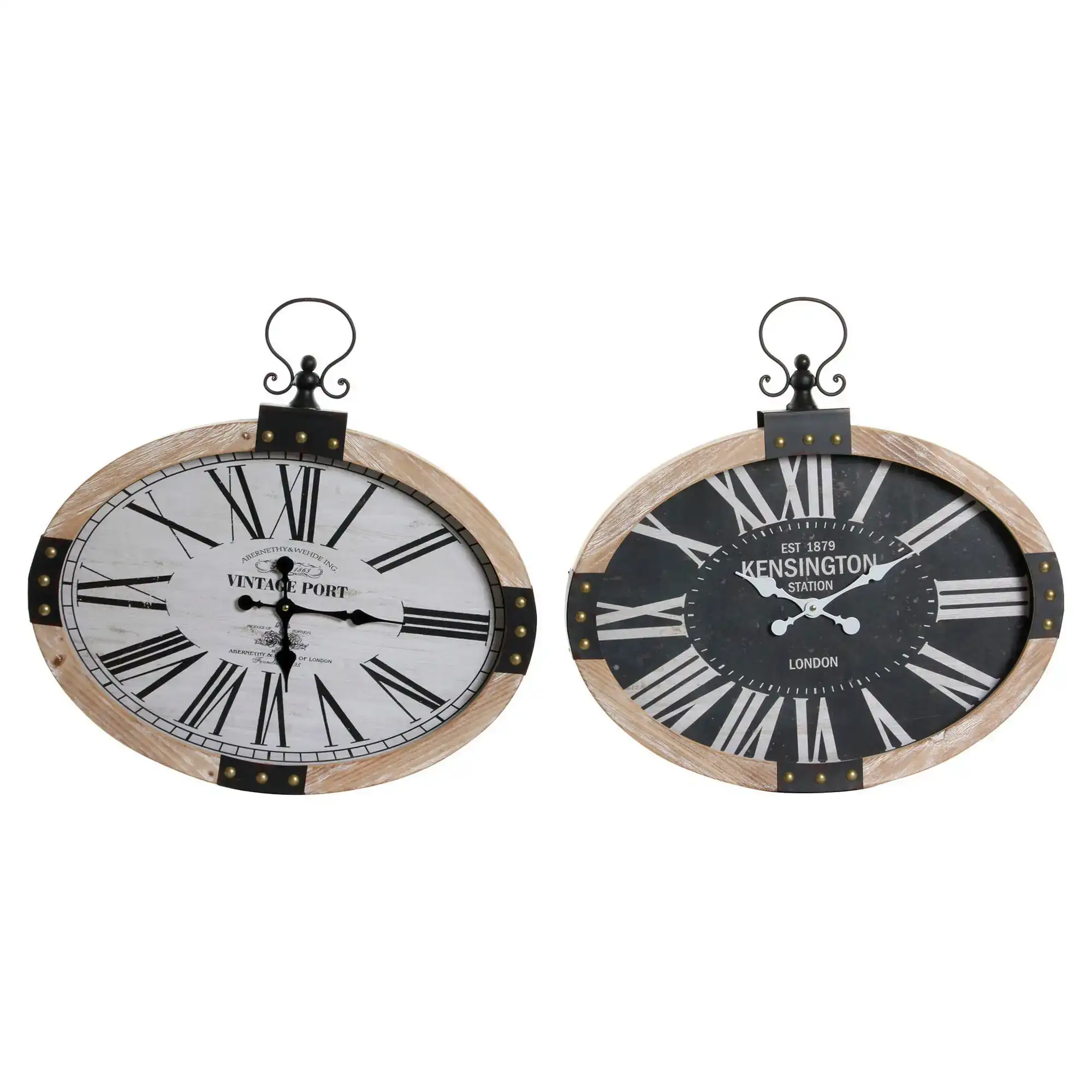 Horloge murale dkd home decor re 180395 ovale 58 x 6 5 x 58 cm noir beige fer mdf bois 2 unite s_1823. DIAYTAR SENEGAL - Où Chaque Produit a son Histoire à Raconter. Parcourez notre catalogue et découvrez des articles qui portent en eux la passion et l'histoire du Sénégal.