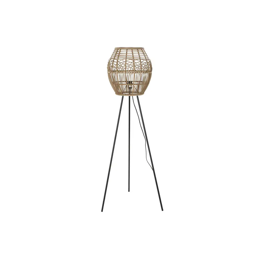 Lampadaire dkd home decor me tal noir naturel rotin 220 v 50 w 50 x 50 x 128 cm_6290. DIAYTAR SENEGAL - Où Choisir est une Célébration. Découvrez notre sélection de produits qui représentent la diversité et la joie du Sénégal, à chaque étape de votre vie.