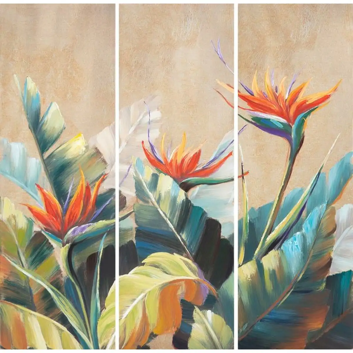 Lot de 3 tableaux dkd home decor tropical 90 x 3 7 x 90 cm_9401. DIAYTAR SENEGAL - Là où Chaque Achat a du Sens. Explorez notre gamme et choisissez des produits qui racontent une histoire, du traditionnel au contemporain.