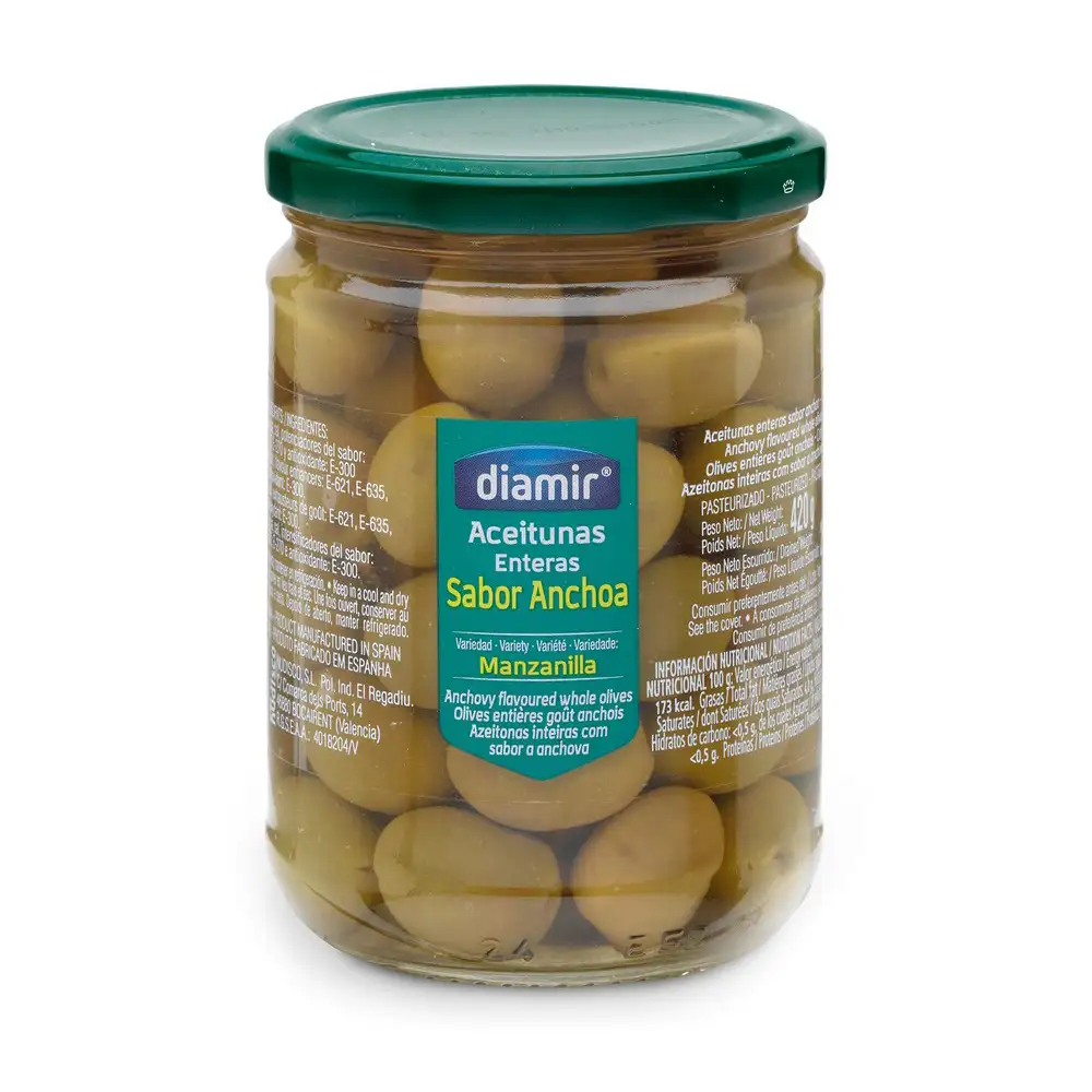 Olives diamir manzanilla anchois 480 ml_8404. DIAYTAR SENEGAL - Votre Source de Découvertes Shopping. Découvrez des trésors dans notre boutique en ligne, allant des articles artisanaux aux innovations modernes.