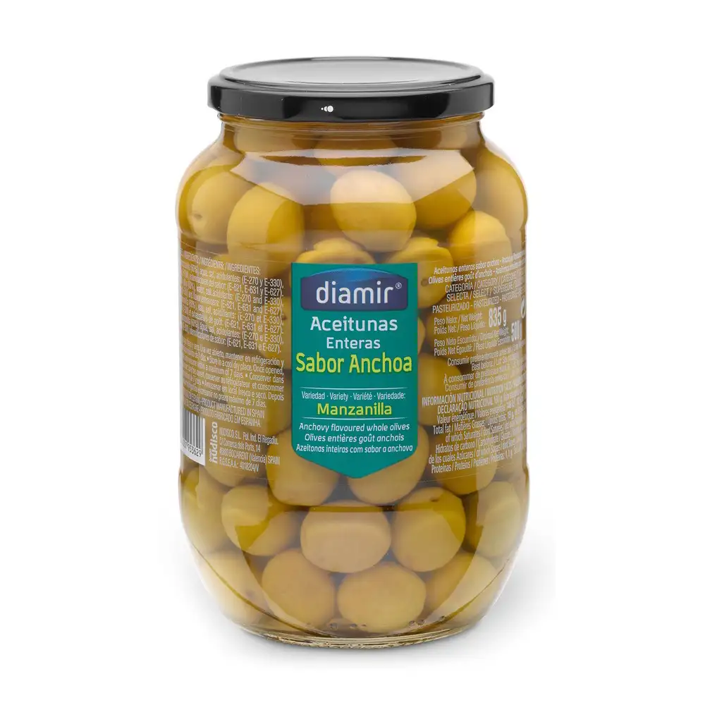 Olives diamir manzanilla anchois 850 ml_2129. Entrez dans l'Univers de DIAYTAR SENEGAL - Où la Tradition S'unit à la Modernité. Explorez notre sélection pour trouver des produits qui allient héritage et innovation.