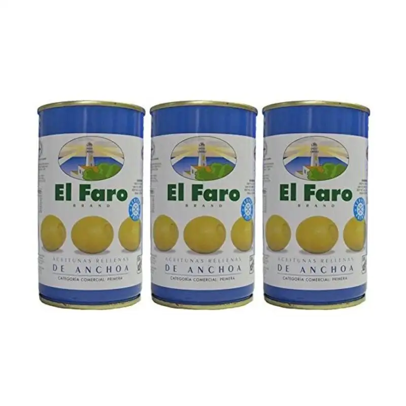 Olives el faro farcies aux anchois 3 x 50 g_5290. DIAYTAR SENEGAL - Où la Qualité est Notre Engagement. Explorez notre boutique en ligne pour découvrir des produits conçus pour vous apporter satisfaction et plaisir.