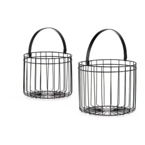 Panier me tal cylindrique 2 pcs_2977. DIAYTAR SENEGAL - Votre Destination Shopping Exquise. Explorez notre boutique en ligne et découvrez des trésors qui ajoutent une touche de sophistication à votre style et à votre espace.