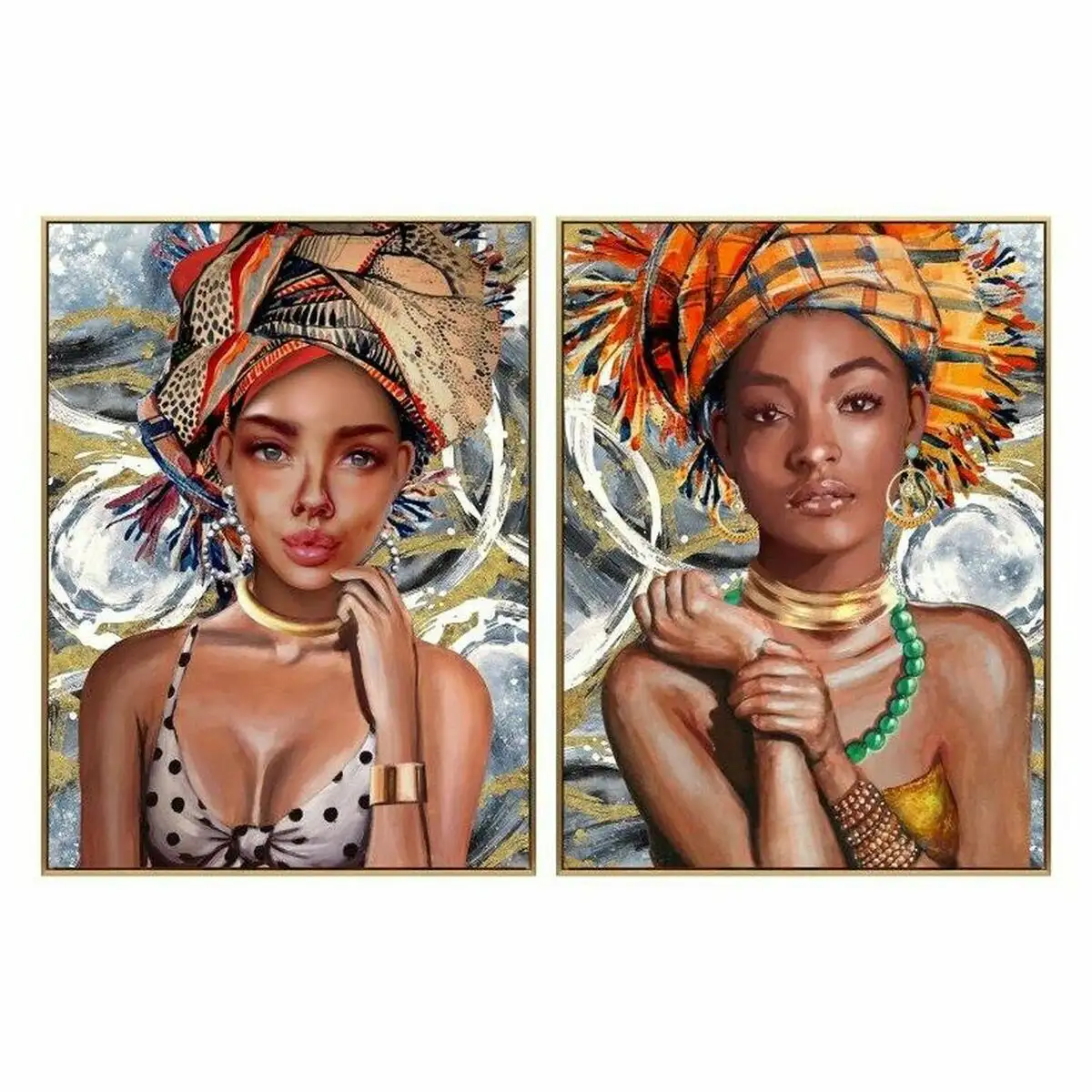 Peinture dkd home decor 63 x 3 5 x 93 cm femme africaine coloniale 2 unite s_7203. DIAYTAR SENEGAL - L'Art de Choisir, l'Art de Se Distinquer. Naviguez à travers notre catalogue et choisissez des produits qui ajoutent une note d'élégance à votre style unique.