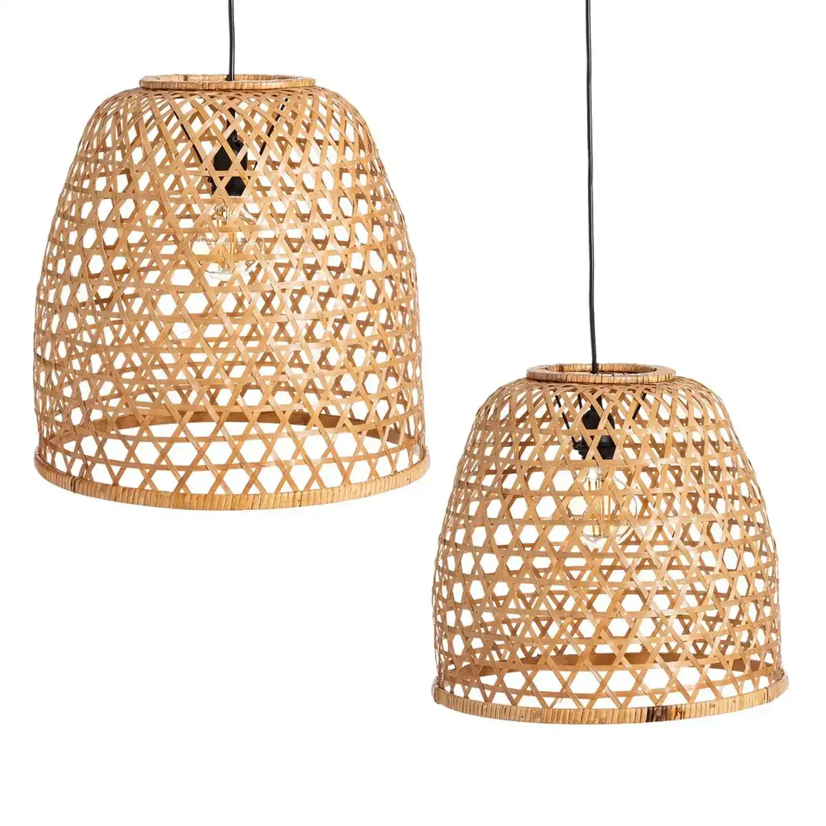 Plafonnier bambou naturel 42 x 42 x 42 cm 2 unite s_1577. DIAYTAR SENEGAL - Là où le Shopping devient une Fête des Sens. Plongez dans notre univers et choisissez des produits qui éveillent votre goût pour l'esthétique et l'authenticité.