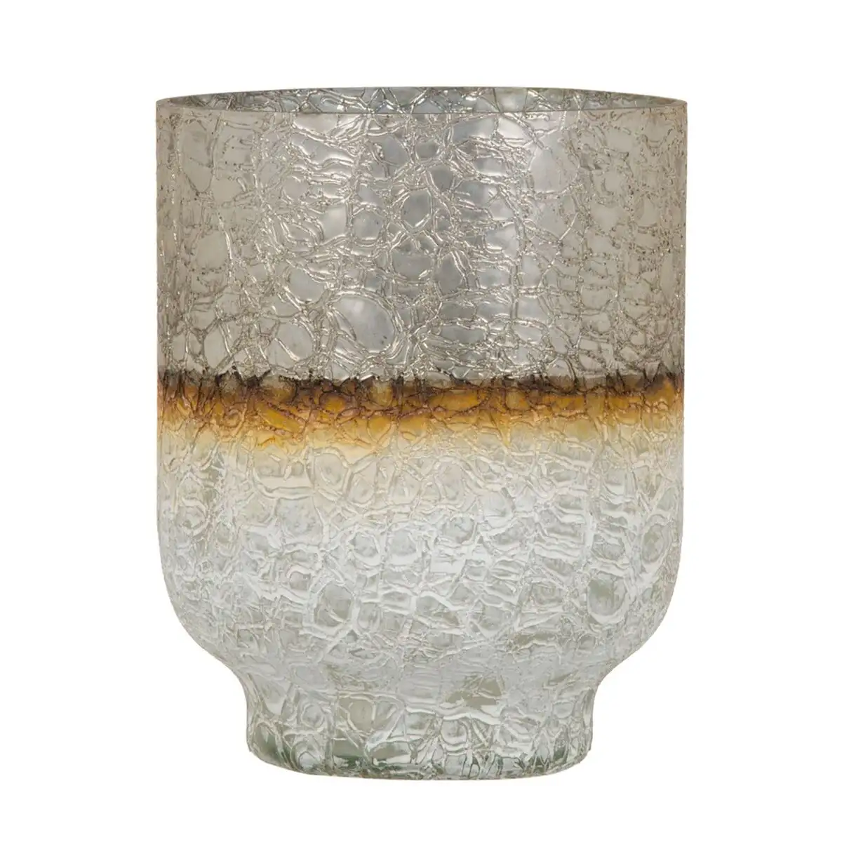 Vase cristal dore blanc 15 x 15 x 19 cm_6146. DIAYTAR SENEGAL - Là où la Diversité Rencontre la Qualité. Parcourez notre gamme complète et trouvez des produits qui incarnent la richesse et l'unicité du Sénégal.