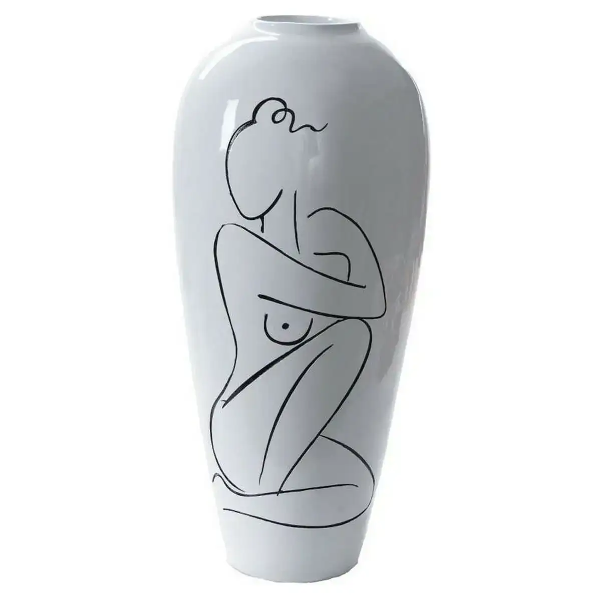 Vase dkd home decor abstrait blanc re sine moderne 34 x 34 x 73 5 cm_2061. DIAYTAR SENEGAL - L'Art de Vivre en Couleurs. Découvrez notre boutique en ligne et trouvez des produits qui ajoutent une palette vibrante à votre quotidien.