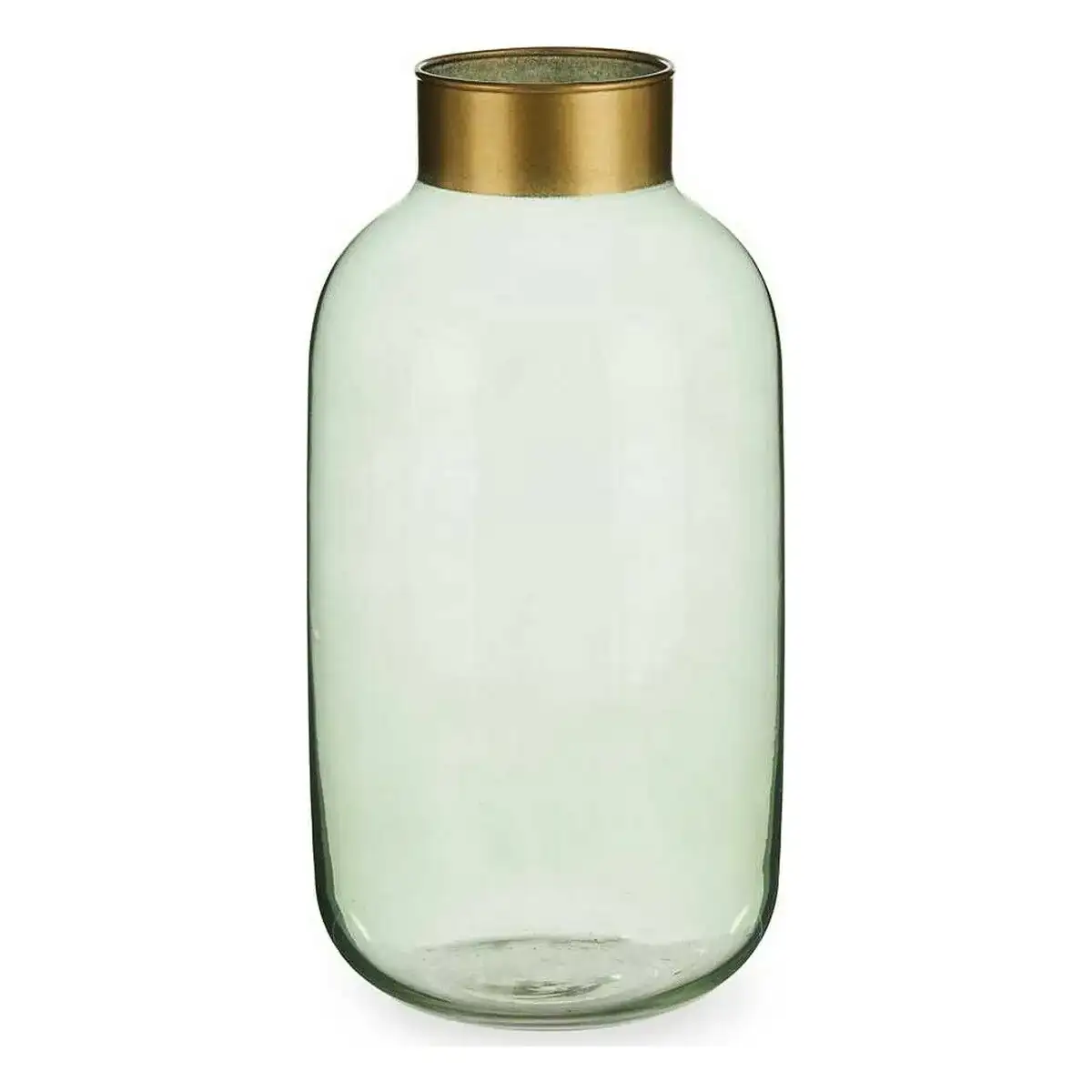 Vase en verre vert dore lisse 14 5 x 29 5 x 14 5 cm_3682. DIAYTAR SENEGAL - Où Choisir est un Plaisir Responsable. Explorez notre boutique en ligne et adoptez des produits qui reflètent notre engagement envers la durabilité.
