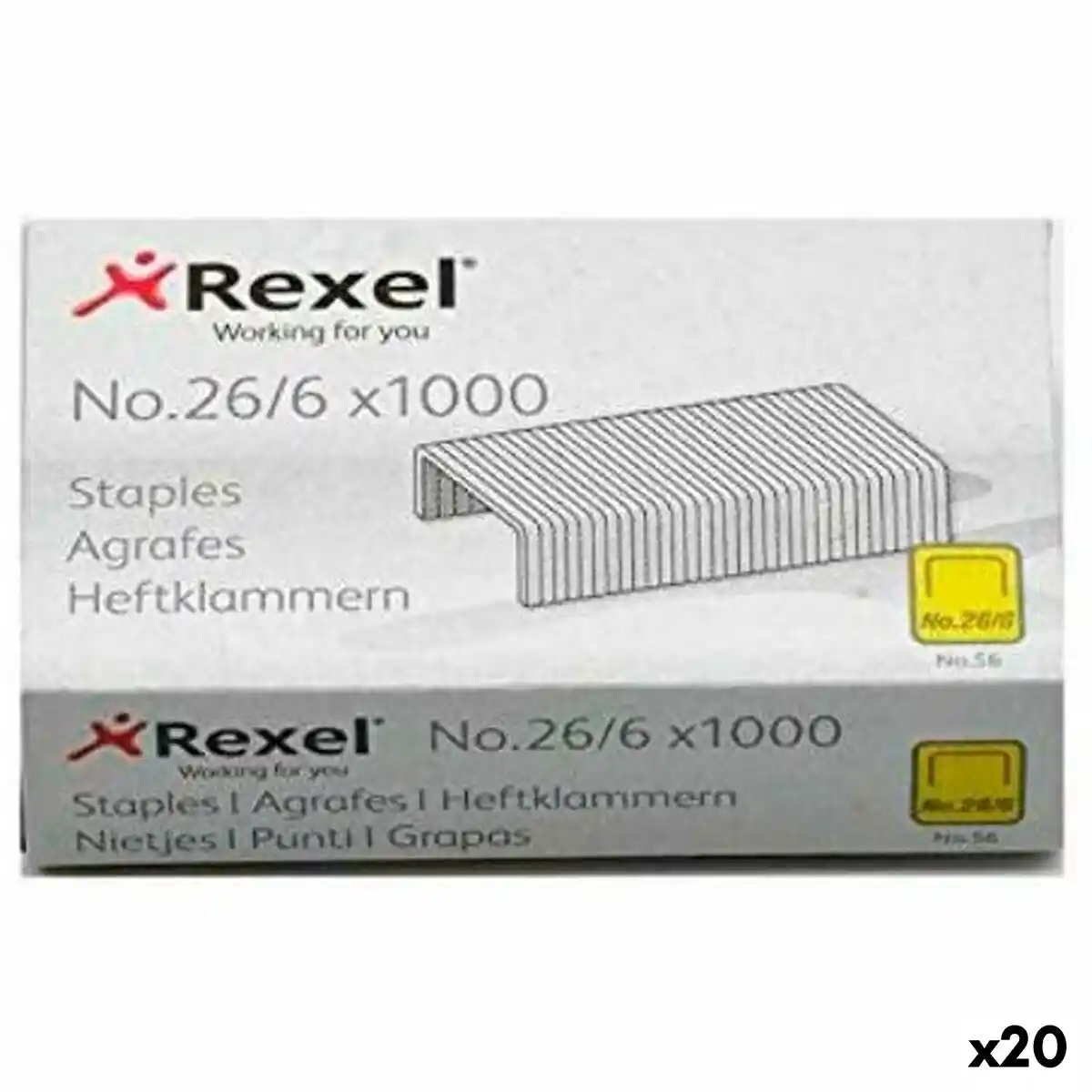 Agrafes Rexel 1000 Pièces 26/6 (20 Unités). SUPERDISCOUNT FRANCE
