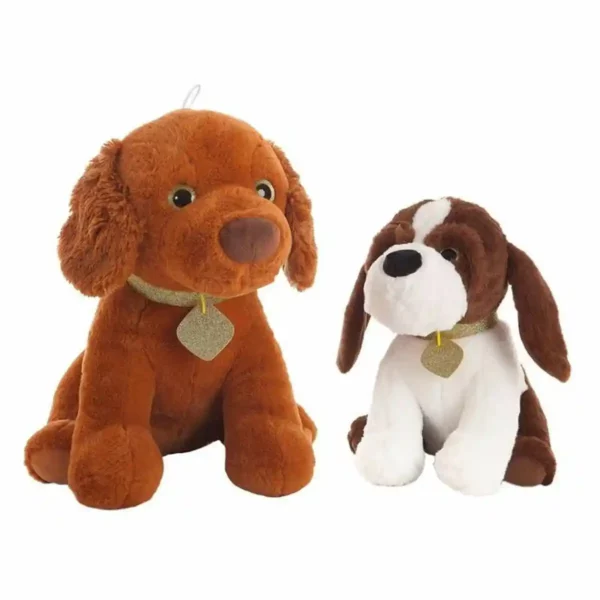 Peluche Chien 32 cm Noir Beige Marron Polyester Acrylique (32 cm). SUPERDISCOUNT FRANCE