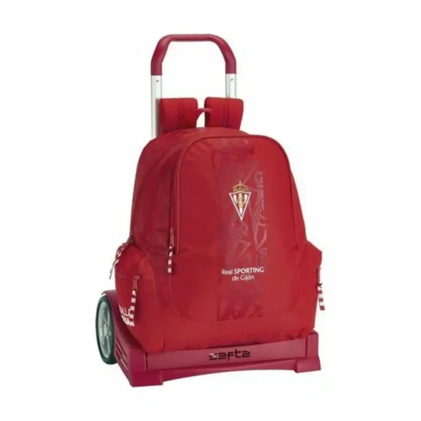 Sac à dos scolaire à roulettes Evolution Real Sporting de Gijón Rouge. SUPERDISCOUNT FRANCE