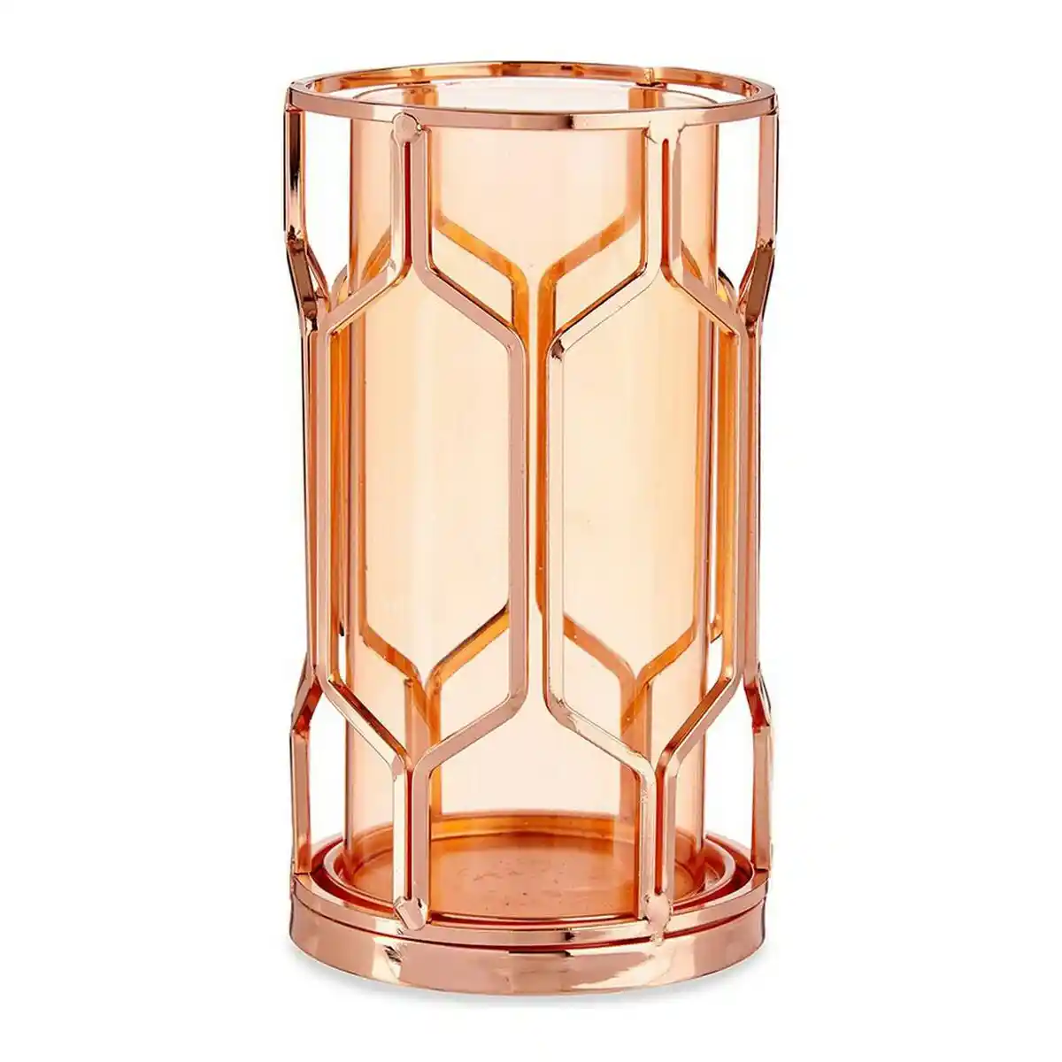 Bougeoir cuivre metal ambre verre 11 5 x 19 5 x 11 5 cm _1630. Entrez dans l'Univers de DIAYTAR SENEGAL - Où Chaque Produit a son Histoire. Explorez notre catalogue et découvrez des trésors qui racontent la riche culture du Sénégal.