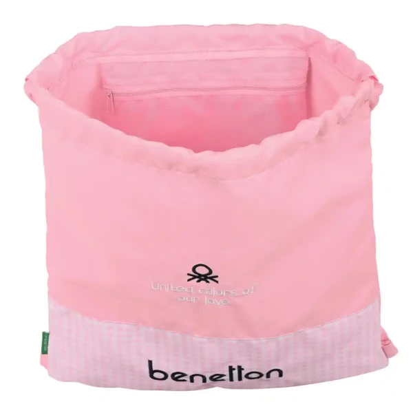 Sac à Dos à Cordes Benetton Vichy Rose (35 x 40 x 1 cm). SUPERDISCOUNT FRANCE