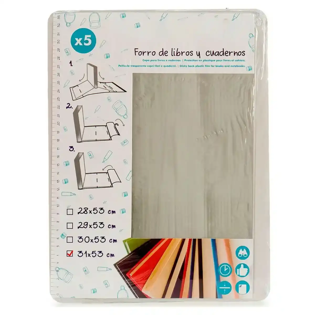Couverture de livre adhesive 5 pieces 31 x 53 cm _7205. DIAYTAR SENEGAL - Là où la Beauté Rencontre la Fonctionnalité. Parcourez notre sélection pour trouver des produits qui allient esthétique et praticité, pour un quotidien sublimé.