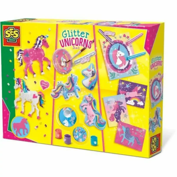 Jeu éducatif SES Creative Glitter licornes 3 en 1. SUPERDISCOUNT FRANCE