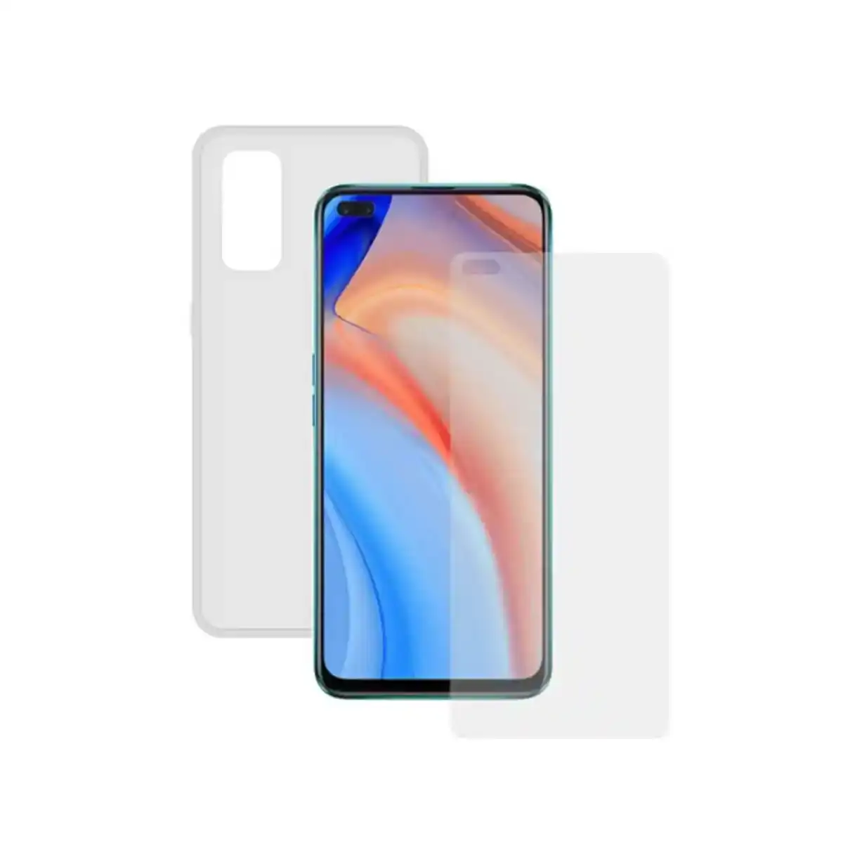 Protecteur d'écran mobile en verre trempé + Coque mobile Oppo Reno 4 Contact Transparent. SUPERDISCOUNT FRANCE