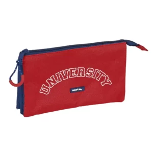 Triple Cabas Safta University Rouge Bleu Marine (22 x 12 x 3 cm). SUPERDISCOUNT FRANCE